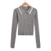 Collar button elastic slim top