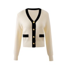 V-neck button long sleeved top