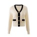 V-neck button long sleeved top
