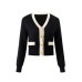 V-neck button long sleeved top
