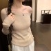 One Shoulder Off-Shoulder Lightweight Split Back Knit Long Sleeve Top for Women