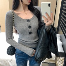 U-Neck Knit Top for Women, Slim Fit, Lightweight Innerwear, Unique Design