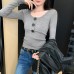 U-Neck Knit Top for Women, Slim Fit, Lightweight Innerwear, Unique Design