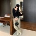 U-Neck Knit Top for Women, Slim Fit, Lightweight Innerwear, Unique Design