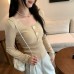 U-Neck Knit Top for Women, Slim Fit, Lightweight Innerwear, Unique Design