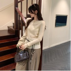 Style Solid Color Wool Inner Layer Long Sleeve Knitwear for Women, Slim Fit, Elegant Top Style Solid Color Wool Inner Layer Long Sleeve Knitwear for Women, Slim Fit, Elegant Top