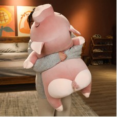 Cute Love Pig Plush Toy Long Pillow for Kids, Soft Stuffed Animal for Bed Sleeping, Children's Cushion Pillow