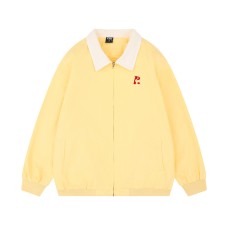 Color blocked lapel baseball jersey