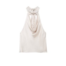 Silk texture tassel hanging neck sleeveless top Silk texture tassel hanging neck sleeveless top
