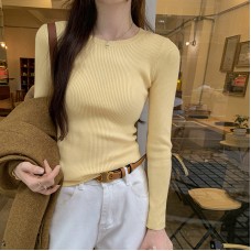 Dopamine Style Slim Fit Long Sleeve Inner Knit Top for Women