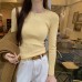Dopamine Style Slim Fit Long Sleeve Inner Knit Top for Women
