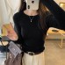 Dopamine Style Slim Fit Long Sleeve Inner Knit Top for Women
