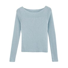 Chic Loose Off-Shoulder Inner White Long Sleeve Knit Top