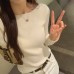Chic Loose Off-Shoulder Inner White Long Sleeve Knit Top
