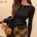 Chic Loose Off-Shoulder Inner White Long Sleeve Knit Top