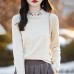 Autumn and Winter New Style Double-Sided Velvet Women's Embroidered Printed Loose Slim-Fitting Base Layer, Chinese-Style Standing Collar Top