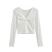 Twisted V-neck long sleeved top