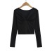 Twisted V-neck long sleeved top