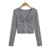 Twisted V-neck long sleeved top