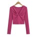 Twisted V-neck long sleeved top