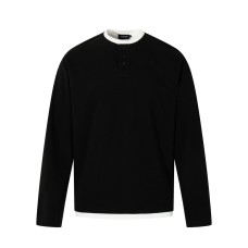 Splicing fake two-piece semi open collar top