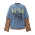 Creative letter printed patchwork long sleeves Creative letter printed patchwork long sleeves