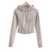 Slim fit drawstring hooded zipper top