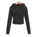 Slim fit drawstring hooded zipper top