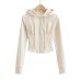 Slim fit drawstring hooded zipper top