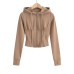 Slim fit drawstring hooded zipper top