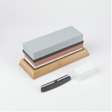 Kitchen Dual-Sided Whetstone Sharpener Set with Bamboo Base 400/1000 and 3000/8000 Grit Oil Stones