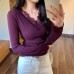 Lace Spliced V-Neck White Inner Layer Top for Women