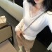 Lace Spliced V-Neck White Inner Layer Top for Women
