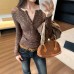 Vintage Mixed Color Half-Open Neck Long Sleeve Knitwear for Women Vintage Mixed Color Half-Open Neck Long Sleeve Knitwear for Women