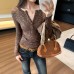 Vintage Mixed Color Half-Open Neck Long Sleeve Knitwear for Women Vintage Mixed Color Half-Open Neck Long Sleeve Knitwear for Women