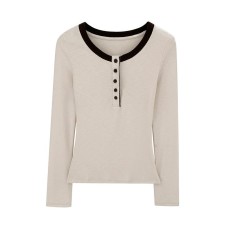 Color-block spliced U-neck regular shoulder slim fit inner layer top for women