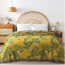Jungle Style Cotton Gauze Blanket, Double-Sided Use Throw Blanket, All-Season Reversible Cover for Sofa, Adult Nap Blanket