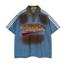 Spray painted old dirty denim short sleeves