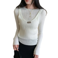 Stylish Layered Knit Mock Two-Piece Top for Women