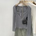 Soft Knit Bodycon Top for Women, Square Neck, Elastic Fit, Long Sleeve
