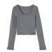 Design Sense Ruffled Long Sleeve Inner Layer Top for Women