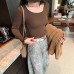 Design Sense Ruffled Long Sleeve Inner Layer Top for Women