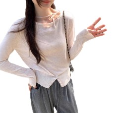 Open Fork Tie-Back Long Sleeve Knit Top for Women