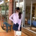 Open Fork Tie-Back Long Sleeve Knit Top for Women