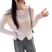 Open Fork Tie-Back Long Sleeve Knit Top for Women