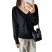 Relaxed  V-Neck Long Sleeve Knit Top for Women