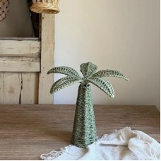 Handwoven Straw Flowers & Coconut Tree Sculpture, Boho Home Decor, Aesthetic Instagram Props for Photography