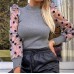 Style Polka Dot Bubble Sleeve Vertical Stripe Top