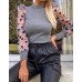 Style Polka Dot Bubble Sleeve Vertical Stripe Top