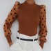 Style Polka Dot Bubble Sleeve Vertical Stripe Top